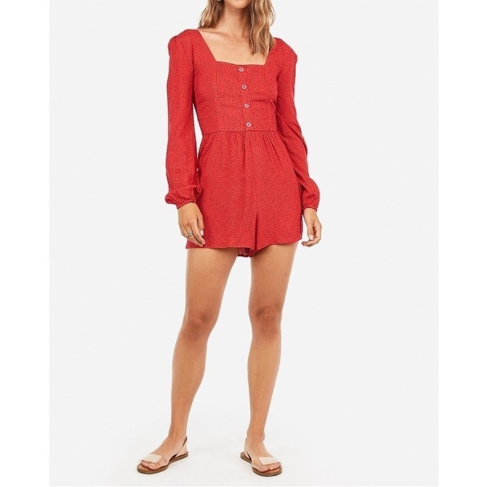 NWT Express Dot Print Button Front Romper Size Small